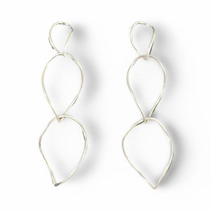 Twisted Triple Open Metal Silver Tone Link Dangle Earrings - Reed House of Jewels Twisted Triple Open Metal Silver Tone Link Dangle Earrings - Reed House of Jewels