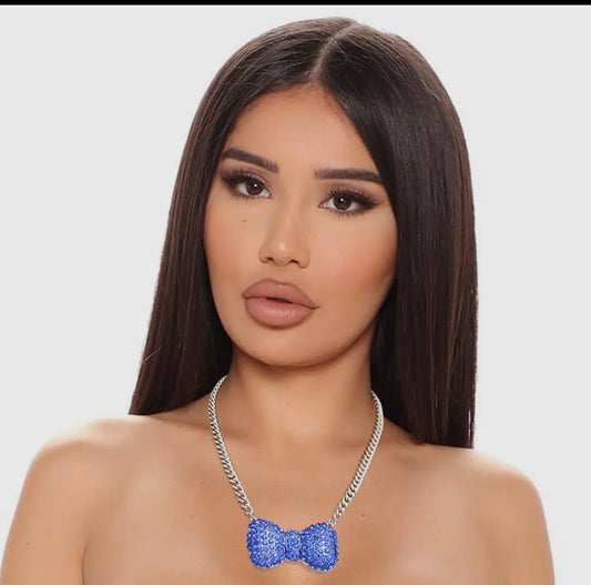 Chunky Blue Bow Necklace - Reed House of Jewels