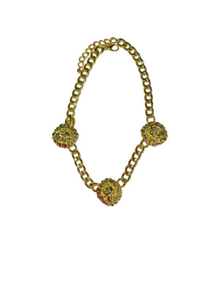 3 Lion Head Cuban curb chain link statement necklace - Reed House of Jewels 3 Lion Head Cuban curb chain link statement necklace - Reed House of Jewels