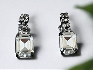 Silver Tone and Crystal Dangle Stud Earrings - Reed House of Jewels Silver Tone and Crystal Dangle Stud Earrings - Reed House of Jewels