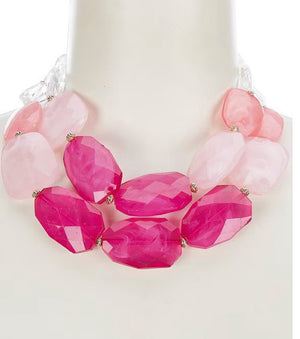 Pink Two Row Slab Statement Necklace - Reed House of Jewels Pink Two Row Slab Statement Necklace - Reed House of Jewels