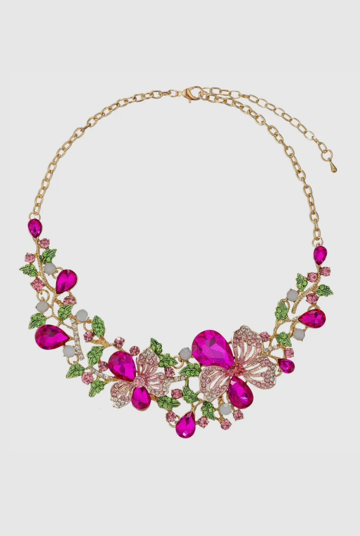 Hot Pink Floral Statement Necklace – Reed House of Jewels display picture 1