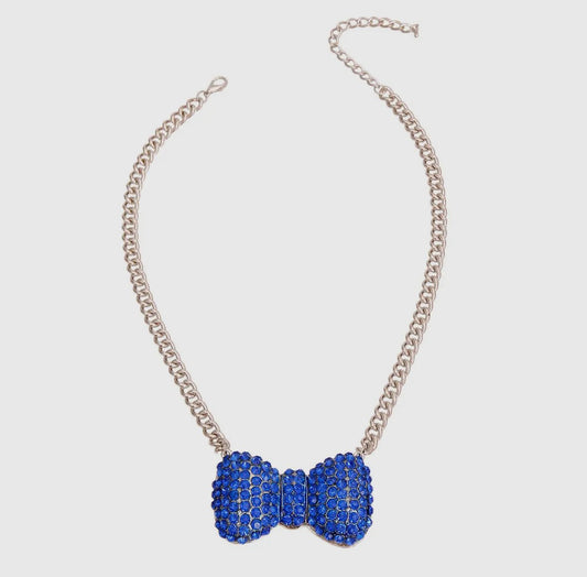 Chunky Blue Bow Necklace - Reed House of Jewels