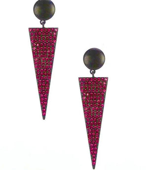 Black and Hot Pink Pave Crystal Triangle Earrings - Reed House of Jewels Black and Hot Pink Pave Crystal Triangle Earrings - Reed House of Jewels