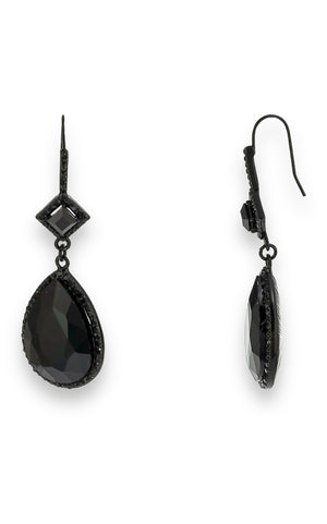 Jet Black Small Square with Teardrop Drop Earrings - Reed House of Jewels Jet Black Small Square with Teardrop Drop Earrings - Reed House of Jewels