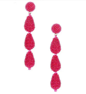 Red Beaded Ball Drop Earrings - Reed House of Jewels Red Beaded Ball Drop Earrings - Reed House of Jewels