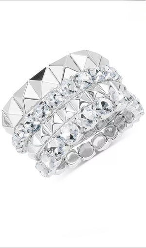 4 - Pc. Set Crystal & Pyramid Studded Stretch Bracelet Stack - Reed House of Jewels 4 - Pc. Set Crystal & Pyramid Studded Stretch Bracelet Stack - Reed House of Jewels