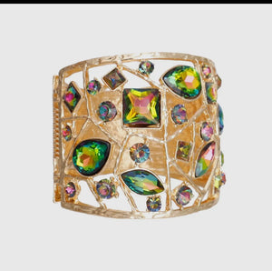 Chunky Multi - Colored Rhinestone Wide Cuff - Reed House of Jewels Chunky Multi - Colored Rhinestone Wide Cuff - Reed House of Jewels