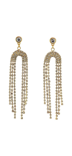 Gold Tone with Crystal Stone Fringe Drops Post Earrings - Reed House of Jewels Gold Tone with Crystal Stone Fringe Drops Post Earrings - Reed House of Jewels