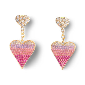 Pink Crystal Hearts Earrings - Reed House of Jewels Pink Crystal Hearts Earrings - Reed House of Jewels