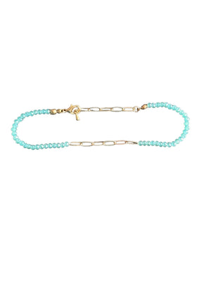 Mint Crystal and Gold Tone Anklet - Reed House of Jewels Mint Crystal and Gold Tone Anklet - Reed House of Jewels