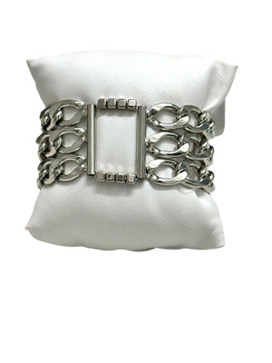 Three Cuban Chain Silver Tone Bracelet - Chunky - Reed House of Jewels Three Cuban Chain Silver Tone Bracelet - Chunky - Reed House of Jewels