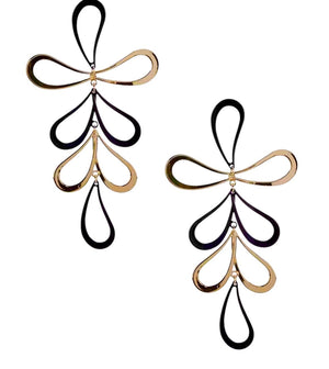 Black and Gold Floral Earrings - Reed House of Jewels Black and Gold Floral Earrings - Reed House of Jewels