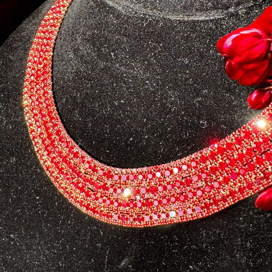 Red Crystal Collar Necklace - Reed House of Jewels