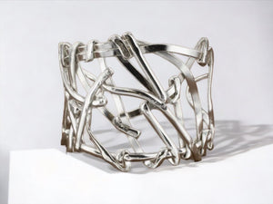 Silver Plated Wide Scribble Cuff Bracelet - Reed House of Jewels Silver Plated Wide Scribble Cuff Bracelet - Reed House of Jewels