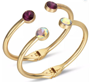 Gold - Tone 2 - Pc. Set Stone Cuff Bracelets - Reed House of Jewels Gold - Tone 2 - Pc. Set Stone Cuff Bracelets - Reed House of Jewels