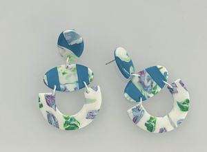 Teal Blue Stripped Earrings Teal Blue Stripped Earrings