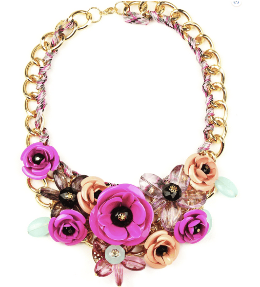 Fuchsia Floral Bouquet Statement Necklace