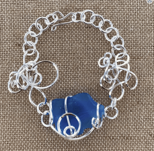 Cultured Sea Glass Linked Bracelet - Aqua Cultured Sea Glass Linked Bracelet - Aqua