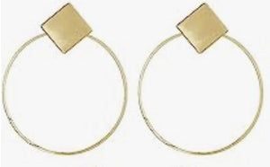 Gold Tone Circle and Diamond Drop Earrings - Reed House of Jewels Gold Tone Circle and Diamond Drop Earrings - Reed House of Jewels
