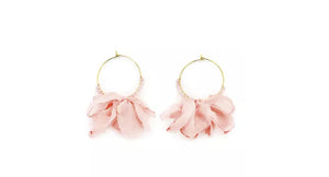 Pink Fabric Petals Hoop Earrings - Reed House of Jewels Pink Fabric Petals Hoop Earrings - Reed House of Jewels