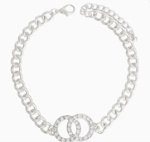 Silver Linked Ring Stone Anklet - Reed House of Jewels Silver Linked Ring Stone Anklet - Reed House of Jewels