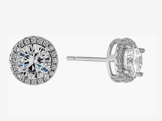 Cubic Zirconia Sterling Silver 8.3mm Stud Earrings - Reed House of Jewels