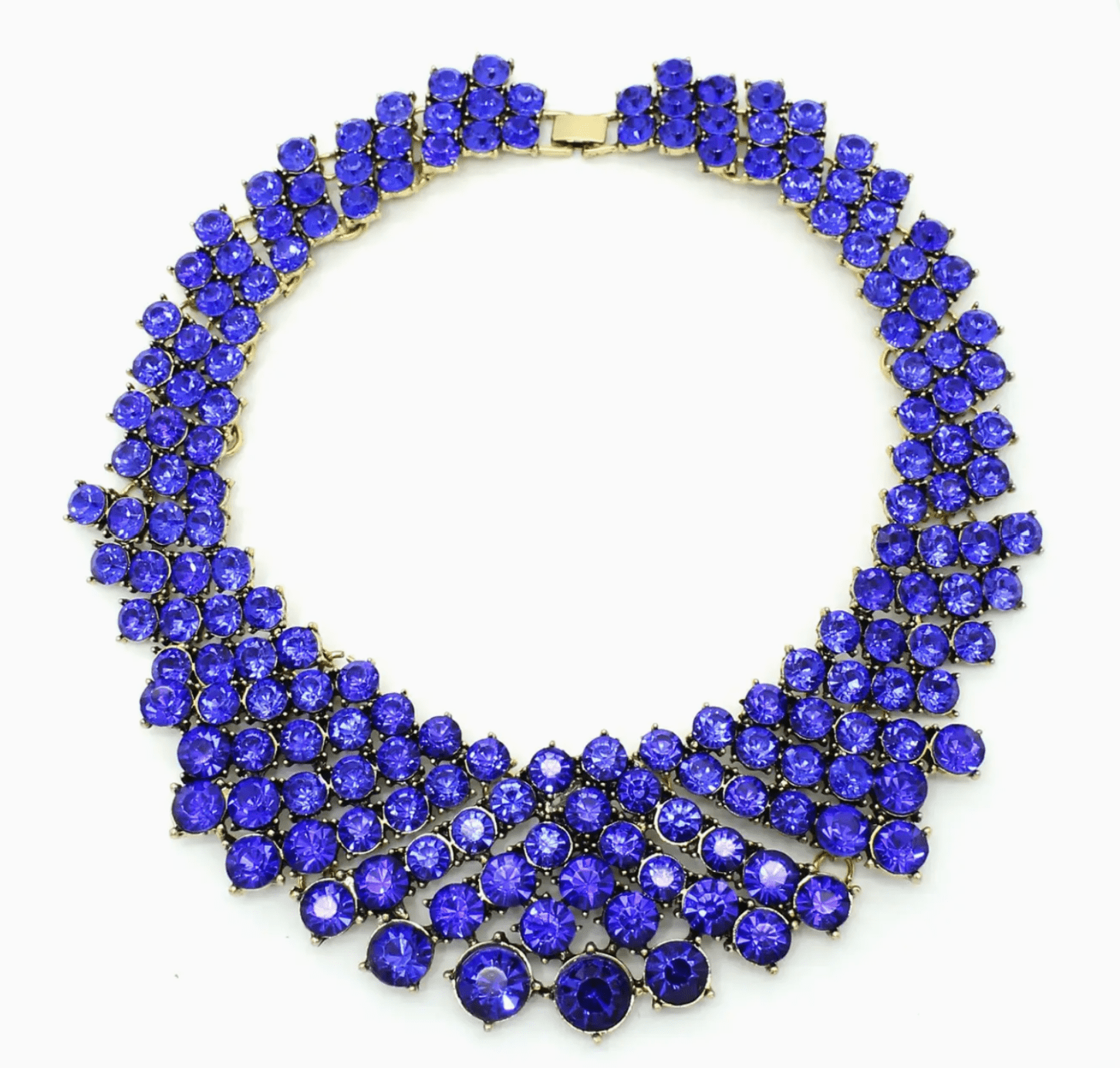 Beaded Draped Statement Necklace - Royal Blue Royal Blue Statement Necklace, Chunky Jewelry Big Beaded  main image 2