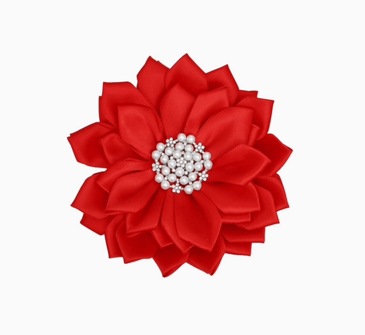 Red Flower Pearl Lapel Brooch - Reed House of Jewels