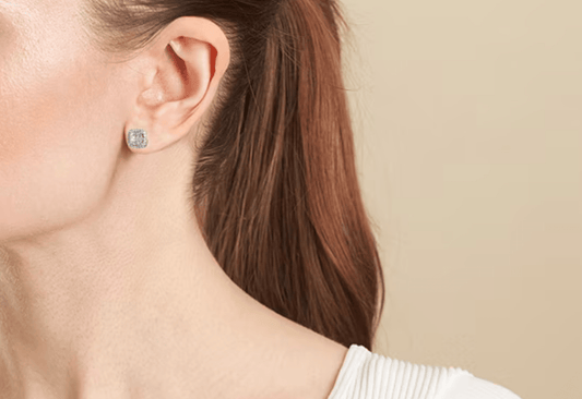 Cubic Zirconia Sterling Silver 7.8mm Square Stud Earrings - Reed House of Jewels