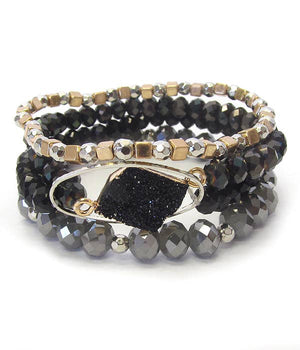 Black Stone 4 pc Bracelet Stack - Reed House of Jewels Black Stone 4 pc Bracelet Stack - Reed House of Jewels