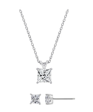 Classic Princess Cut CZ Solitaire Set Classic Princess Cut CZ Solitaire Set