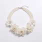 White Flower Layered Pearl Multi - Stand Statement Necklace Set - Reed House of Jewels