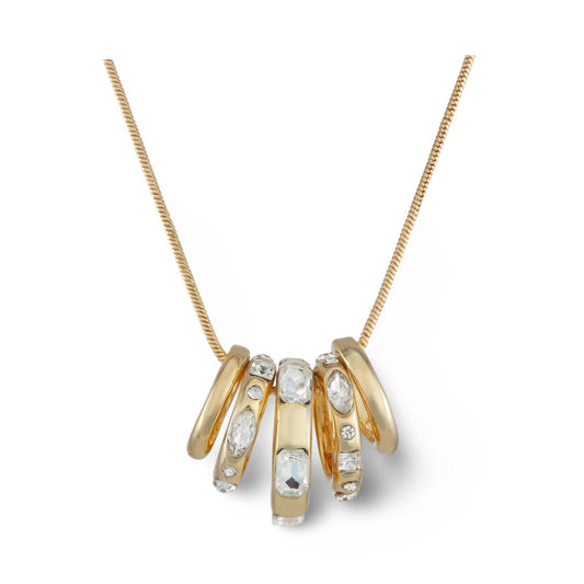 5 Ring Gold and Crystal Pendant Necklace - Reed House of Jewels