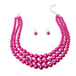 Fuchsia Multi Strand Pearl Necklace and Earring Set - Reed House of Jewels
