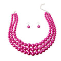 Fuchsia Multi Strand Pearl Necklace and Earring Set - Reed House of Jewels