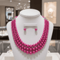 Fuchsia Multi Strand Pearl Necklace and Earring Set - Reed House of Jewels