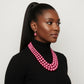 Fuchsia Multi Strand Pearl Necklace and Earring Set - Reed House of Jewels