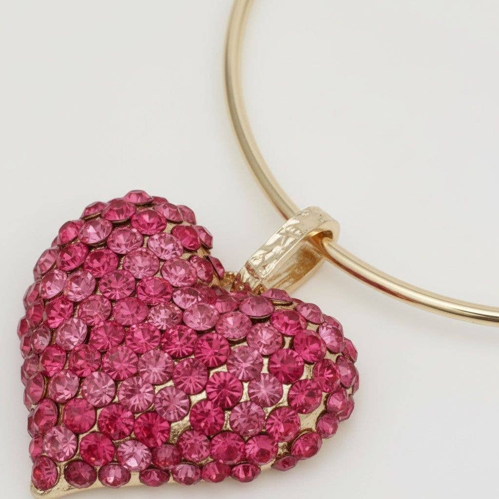 Fuchsia Stone Domed Oversized Heart Chunky Collar Necklace - Reed House of Jewels