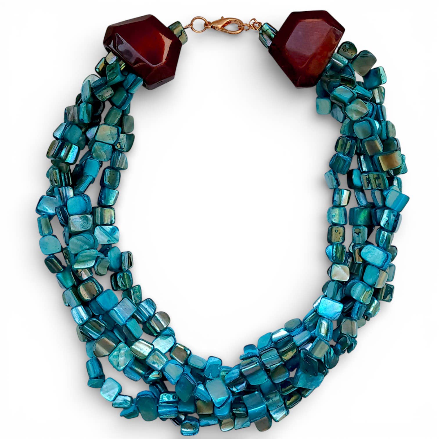 Chunky Turquoise/Teal Beaded Collar Necklace - Reed House of Jewels