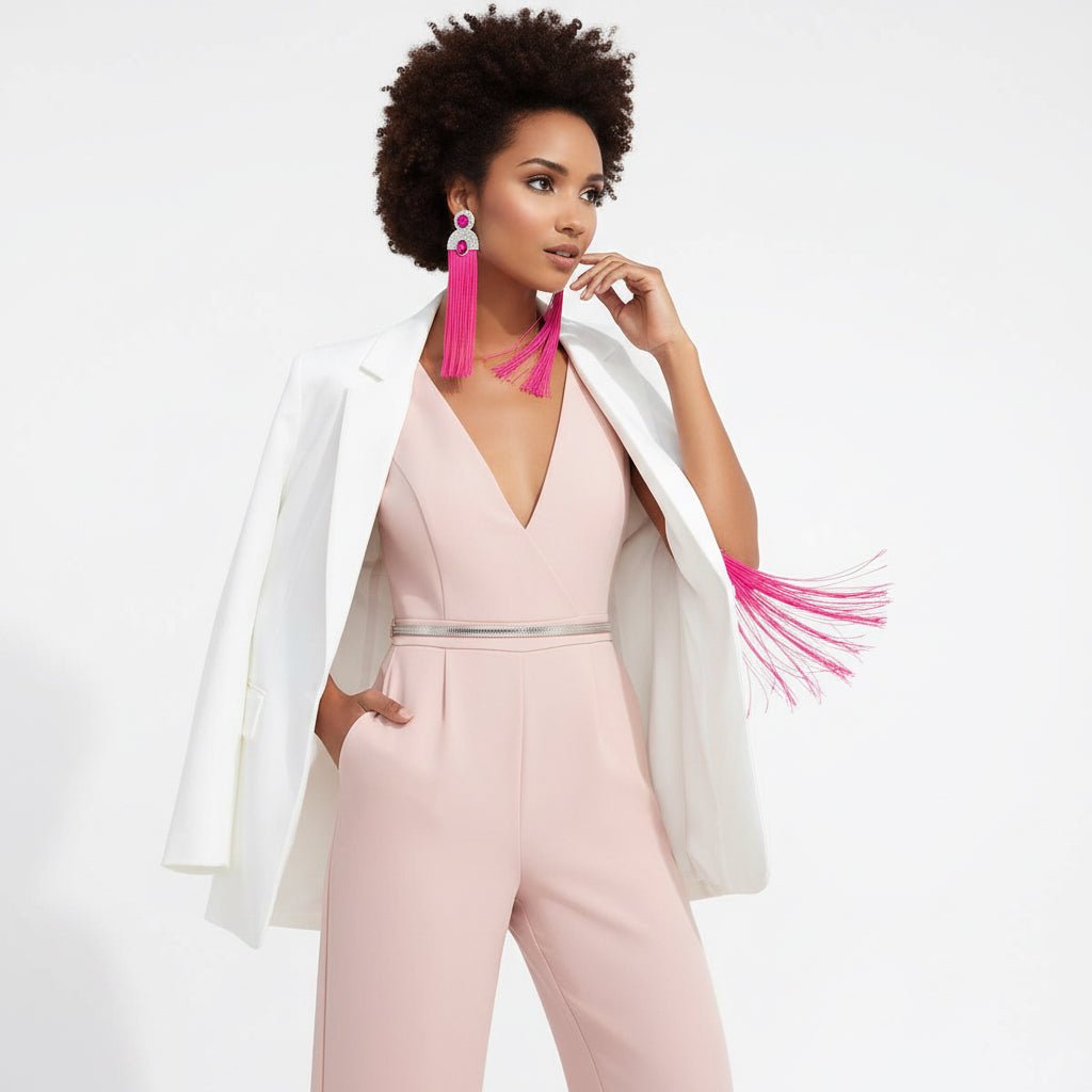 Fuchsia Long Tassel Earrings - Reed House of Jewels
