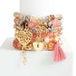 Mauve Glass Bead 6 Pcs Charm Bracelet Stack - Reed House of Jewels