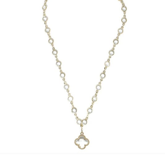 Crystal Motif Clover Pendant Necklace - Reed House of Jewels