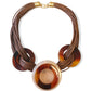 Mocha Brown Leather Cord Tortoise Shell Necklace