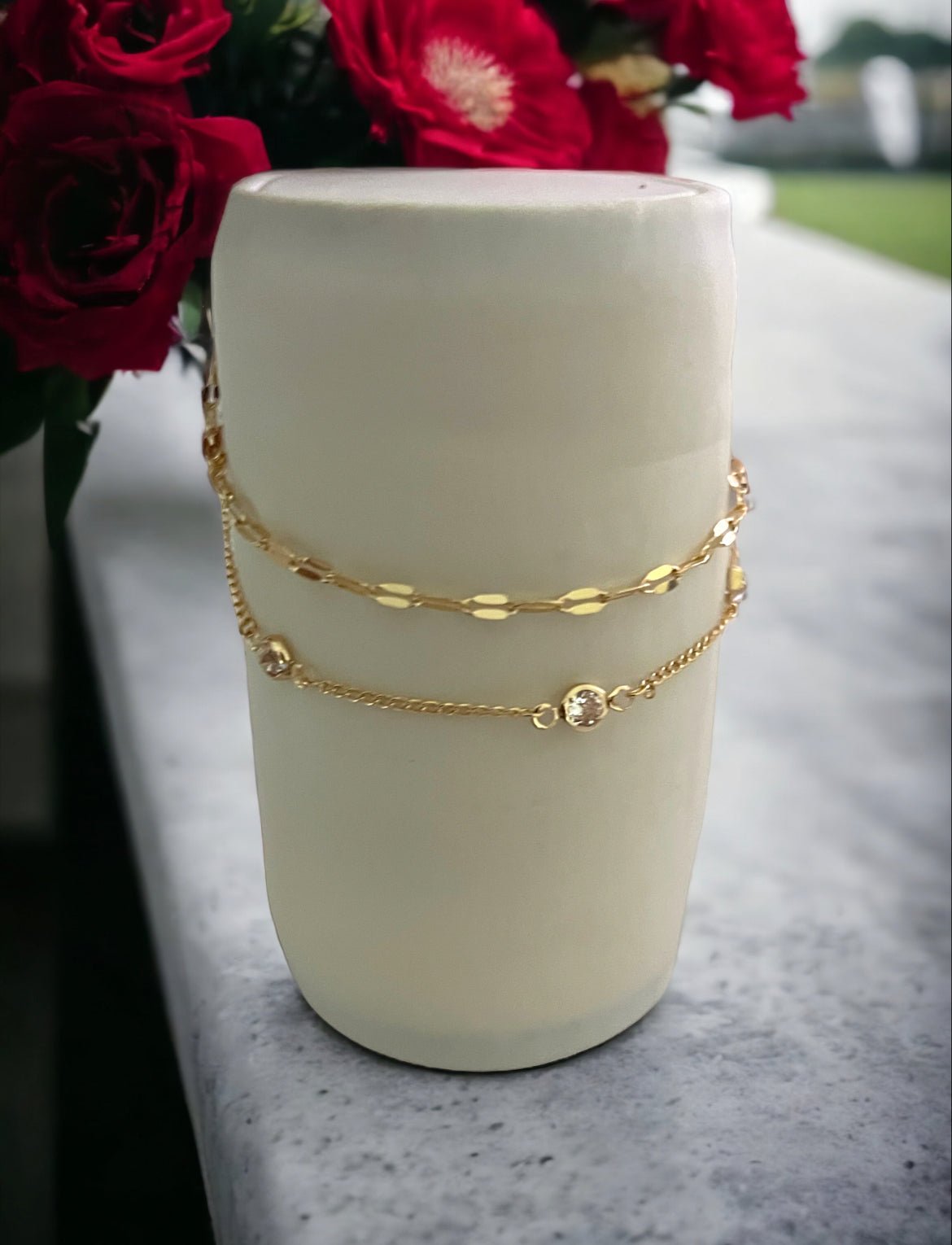 Cubic Zirconia 18K Gold - Plated Anklet - Reed House of Jewels