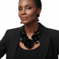 Black Flower Layered Pearl Statement Bib Necklace and Earring Set - Reed House of Jewels
