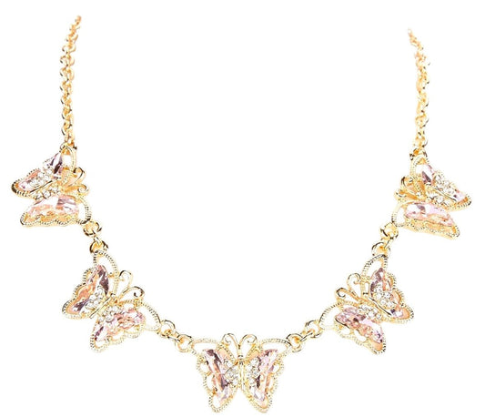 Crystal Blush Butterfly Collar Necklace - Reed House of Jewels