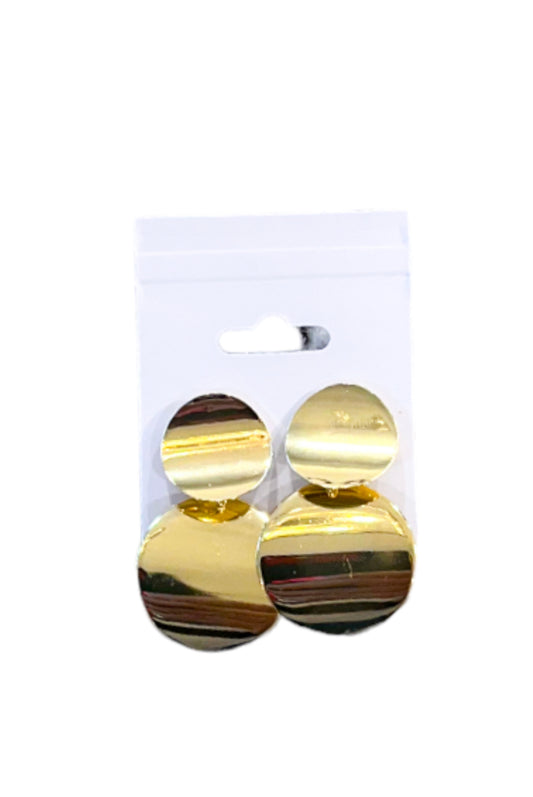 Polished Gold Tone Double Discs Earrings - Reed House of Jewels