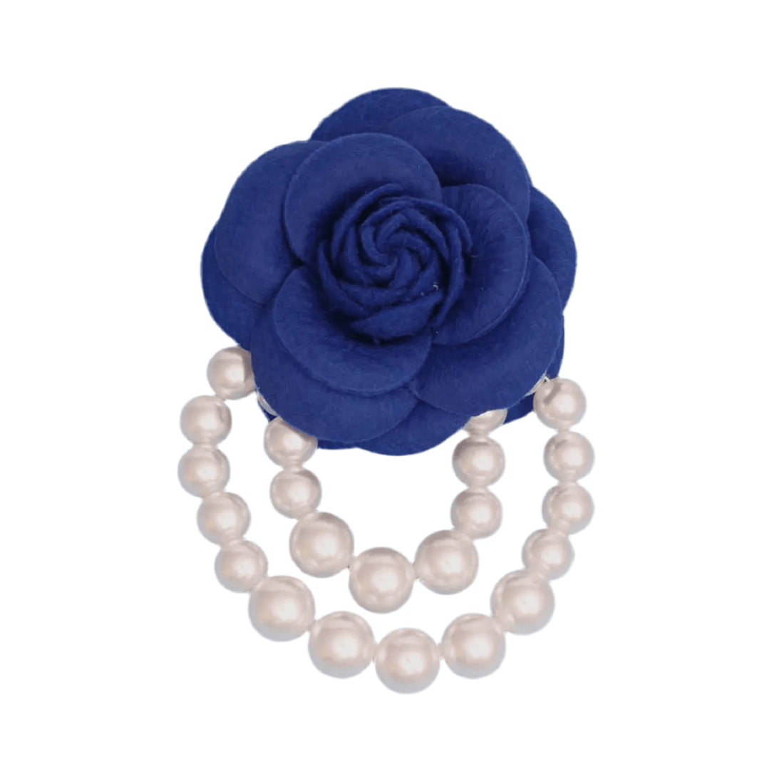 Blue Flower and Pearls Brooch Pin - Reed House of Jewels
