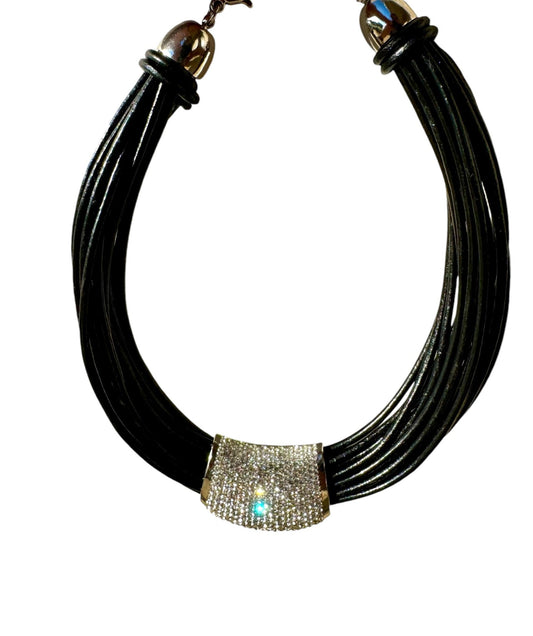 Black Leather Multi Strand Necklace - Reed House of Jewels